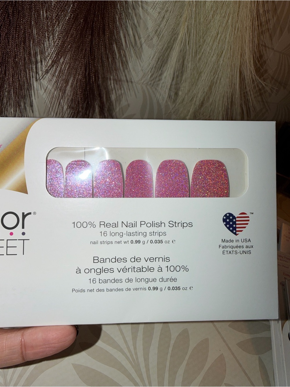Color Street Pink Holographic Glitter Nail Polish Strips